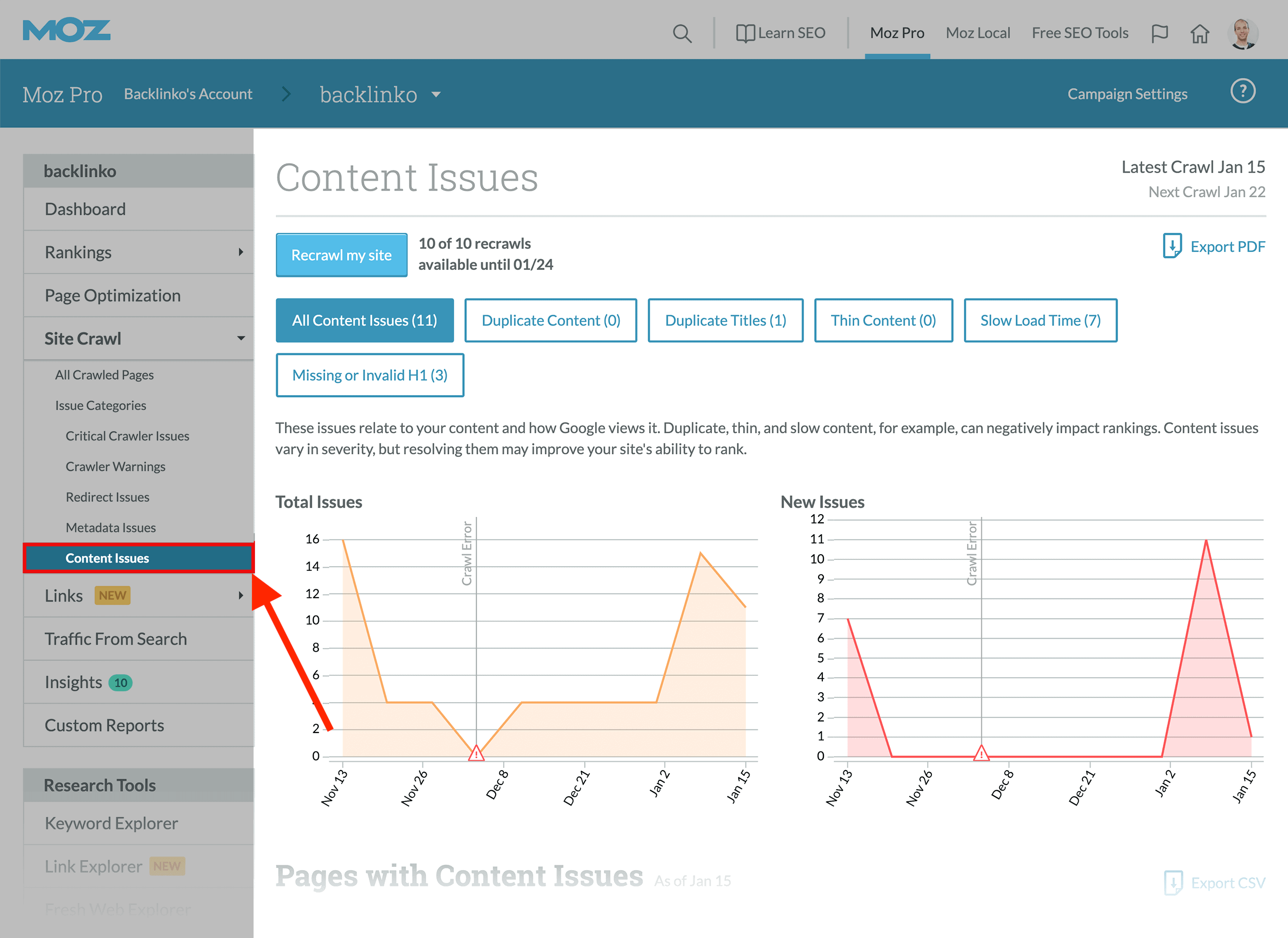 Moz site crawler content issues Moz site crawler content issues