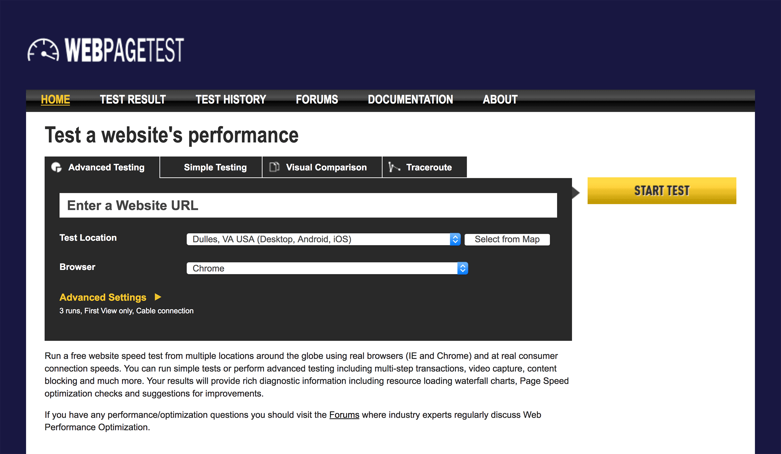 WebPageTest – Search WebPageTest – Search