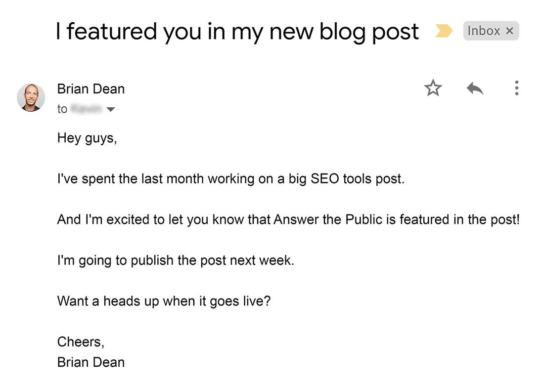 Brian’s outreach email Brian's outreach email