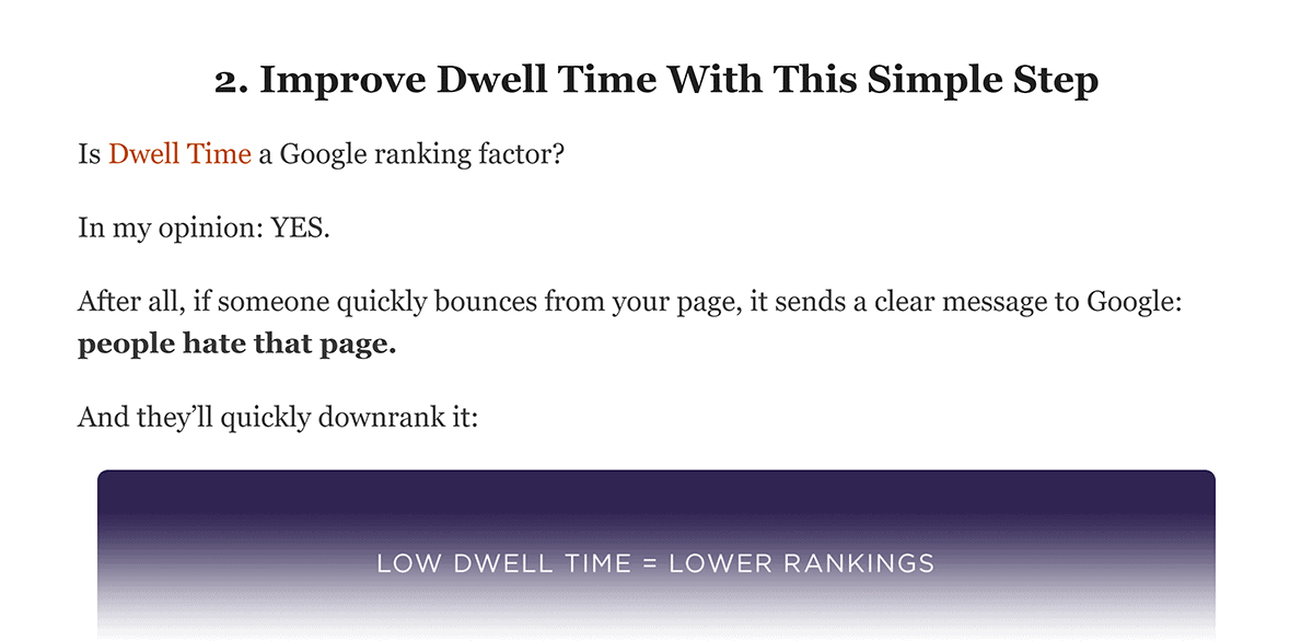 Detailed list item in “Improve Your SEO” post Detailed list item in "Improve Your SEO" post