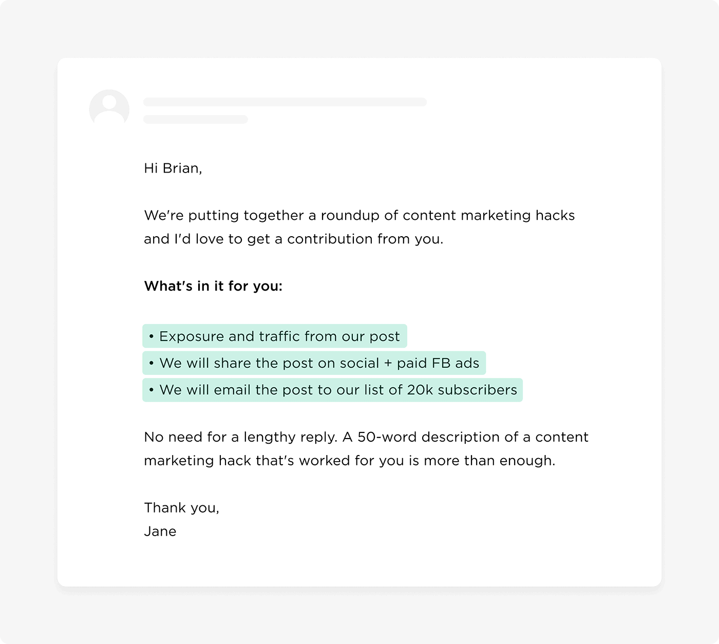 Outreach email Outreach email