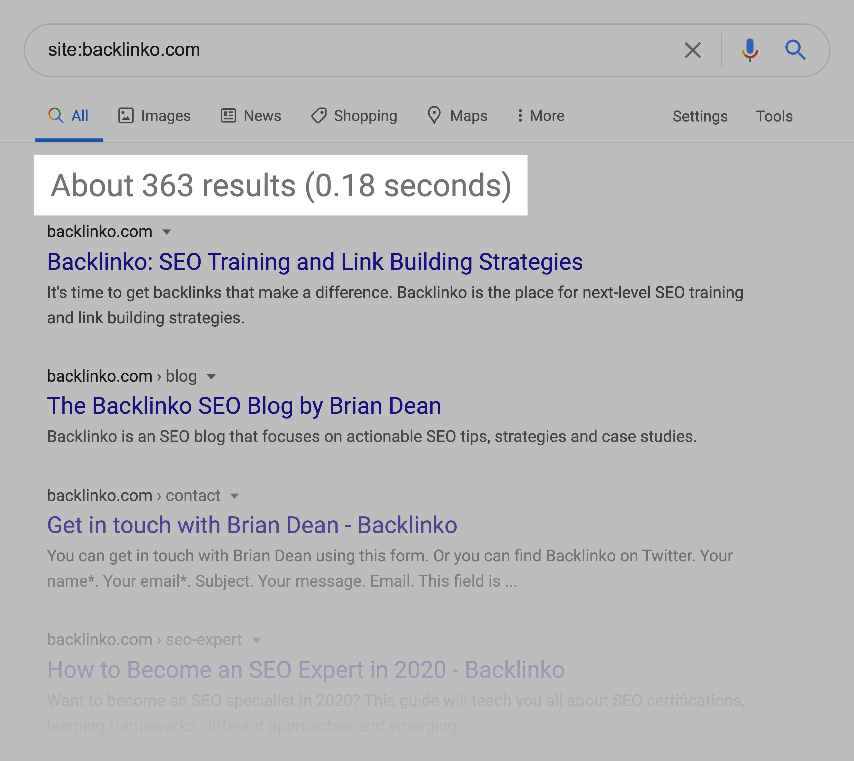 Backlinko – Indexed pages – Google search Backlinko – Indexed pages – Google search