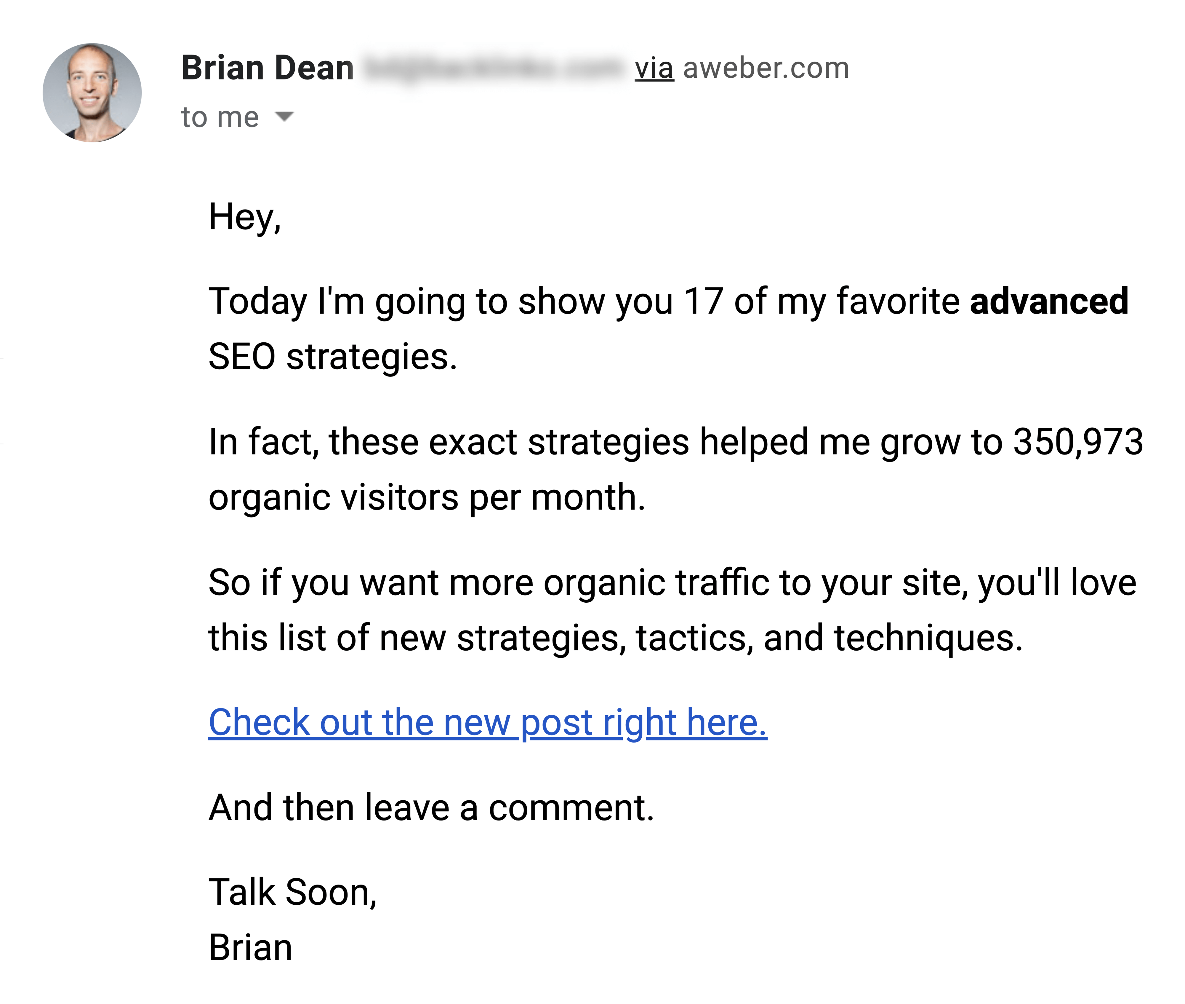 Advanced SEO Strategies Post Announcement Email Advanced SEO Strategies Post Announcement Email