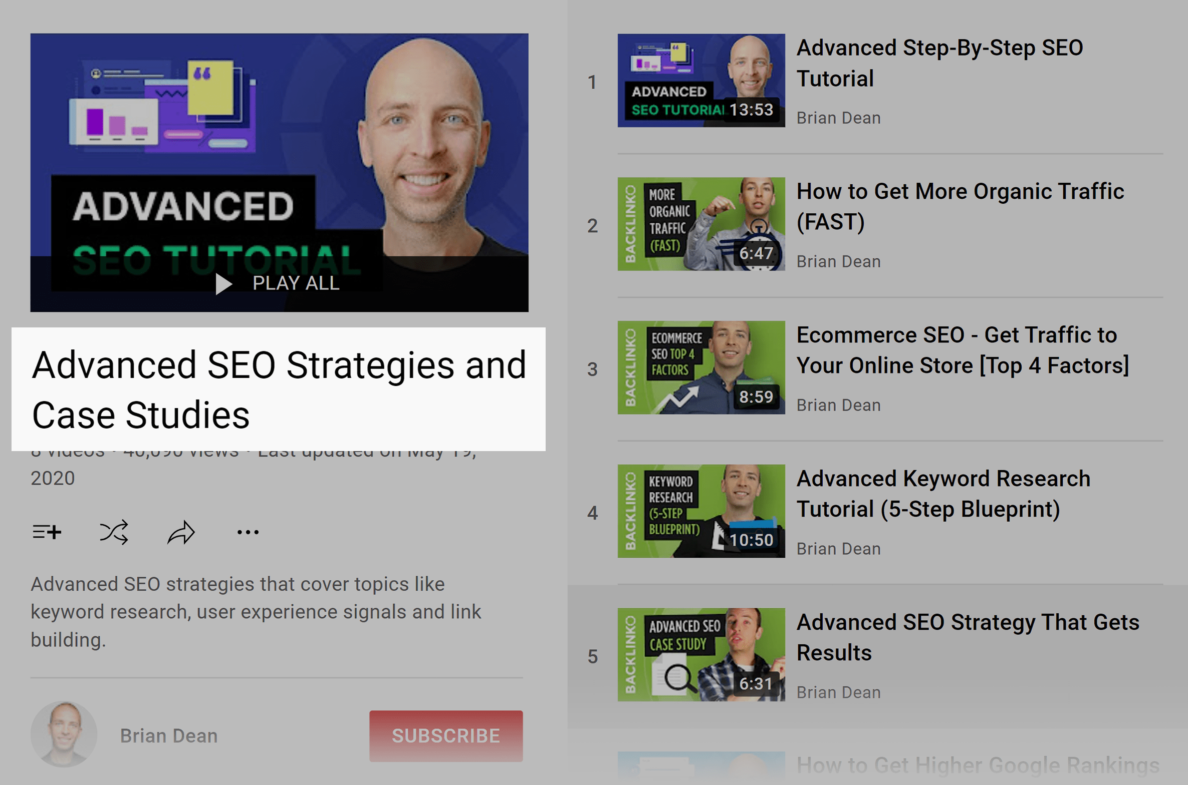 Backlinko – Advanced SEO playlist Backlinko – Advanced SEO playlist