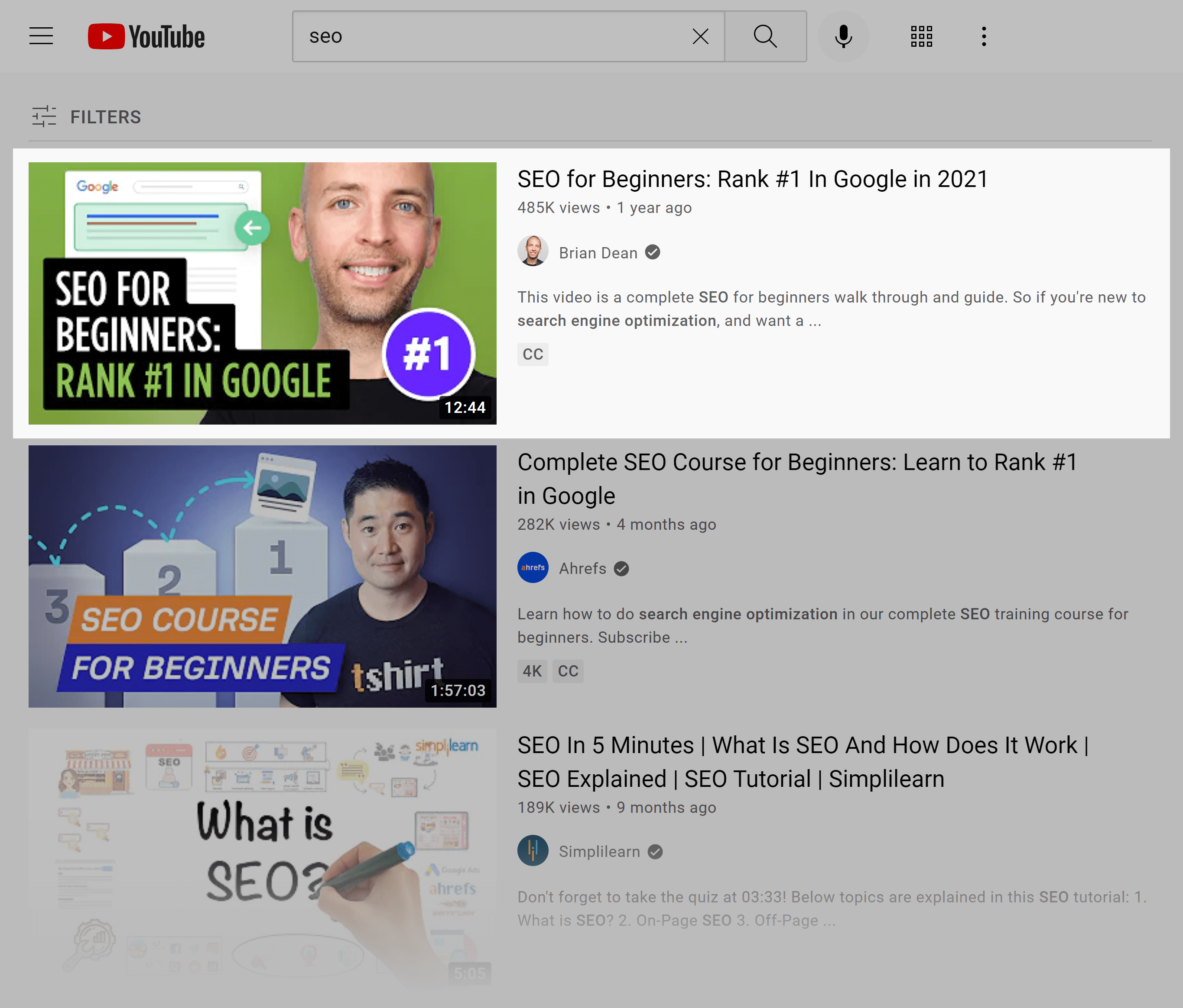 YouTube SERP – SEO YouTube SERP – SEO