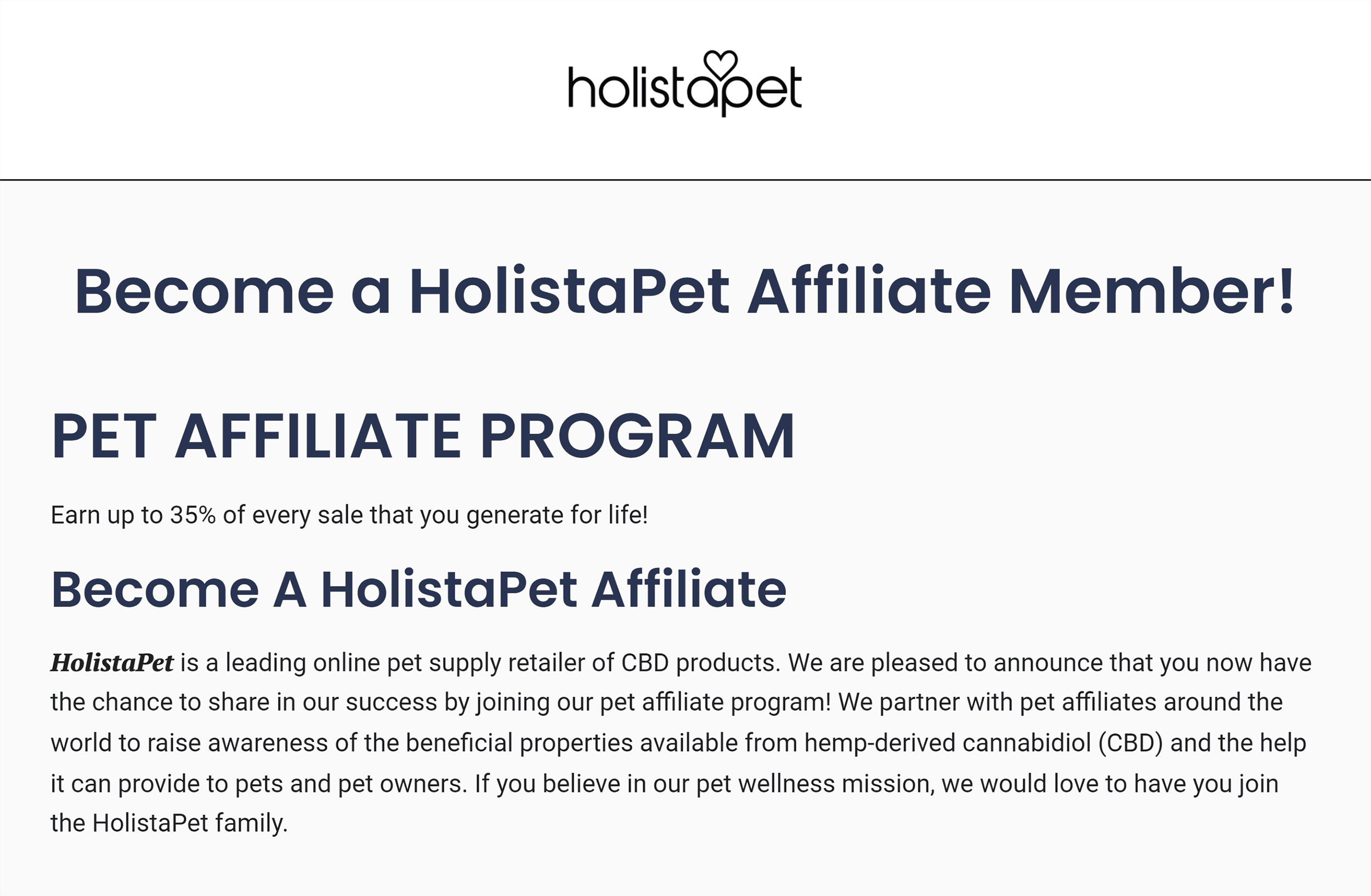 HolistaPet Affiliate Program HolistaPet Affiliate Program