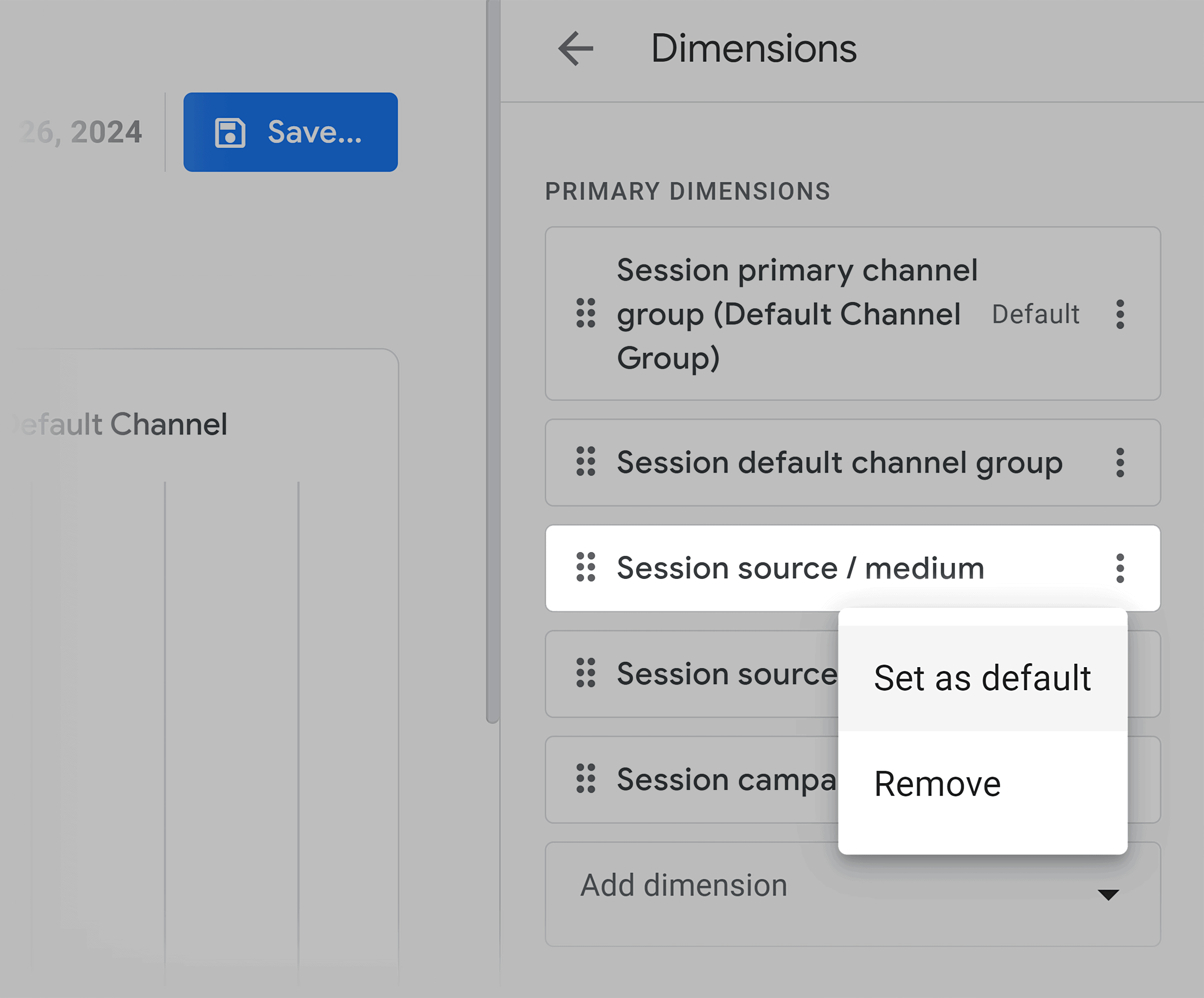Customize report – Session source medium Customize report – Session source medium