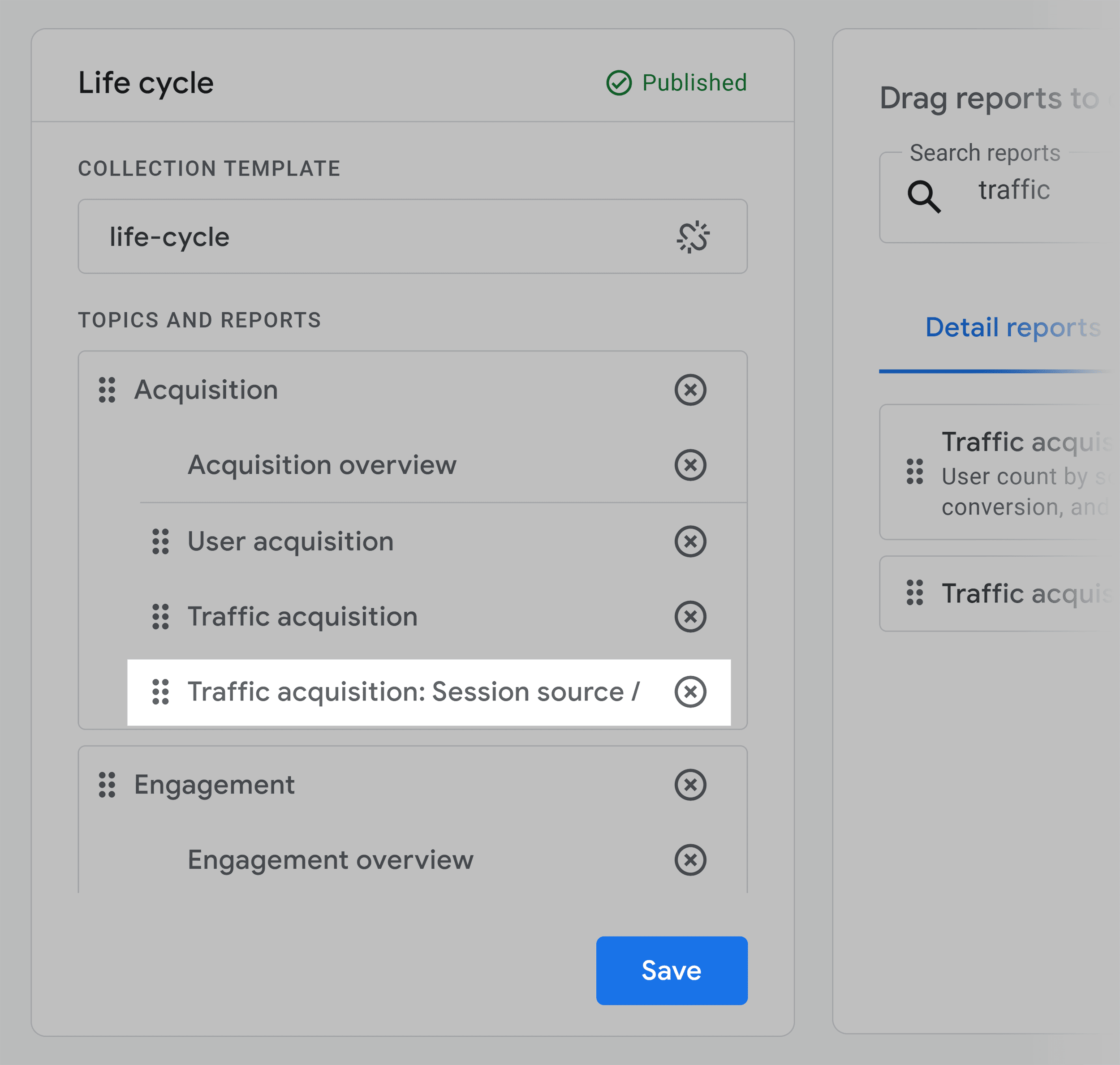 GA4 – Library – Save menu GA4 – Library – Save menu