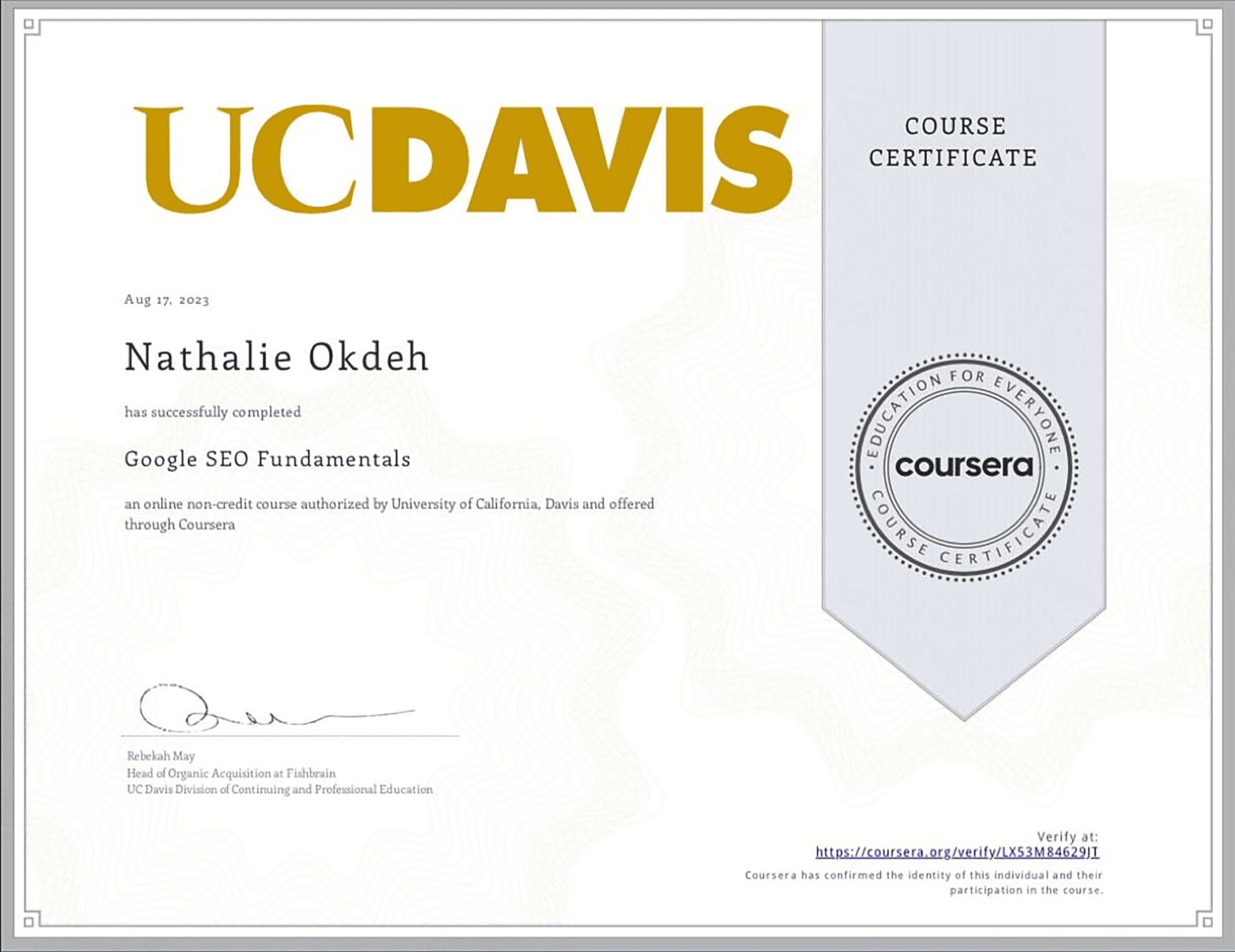 Google – SEO Fundamentals – Certificate Google – SEO Fundamentals – Certificate