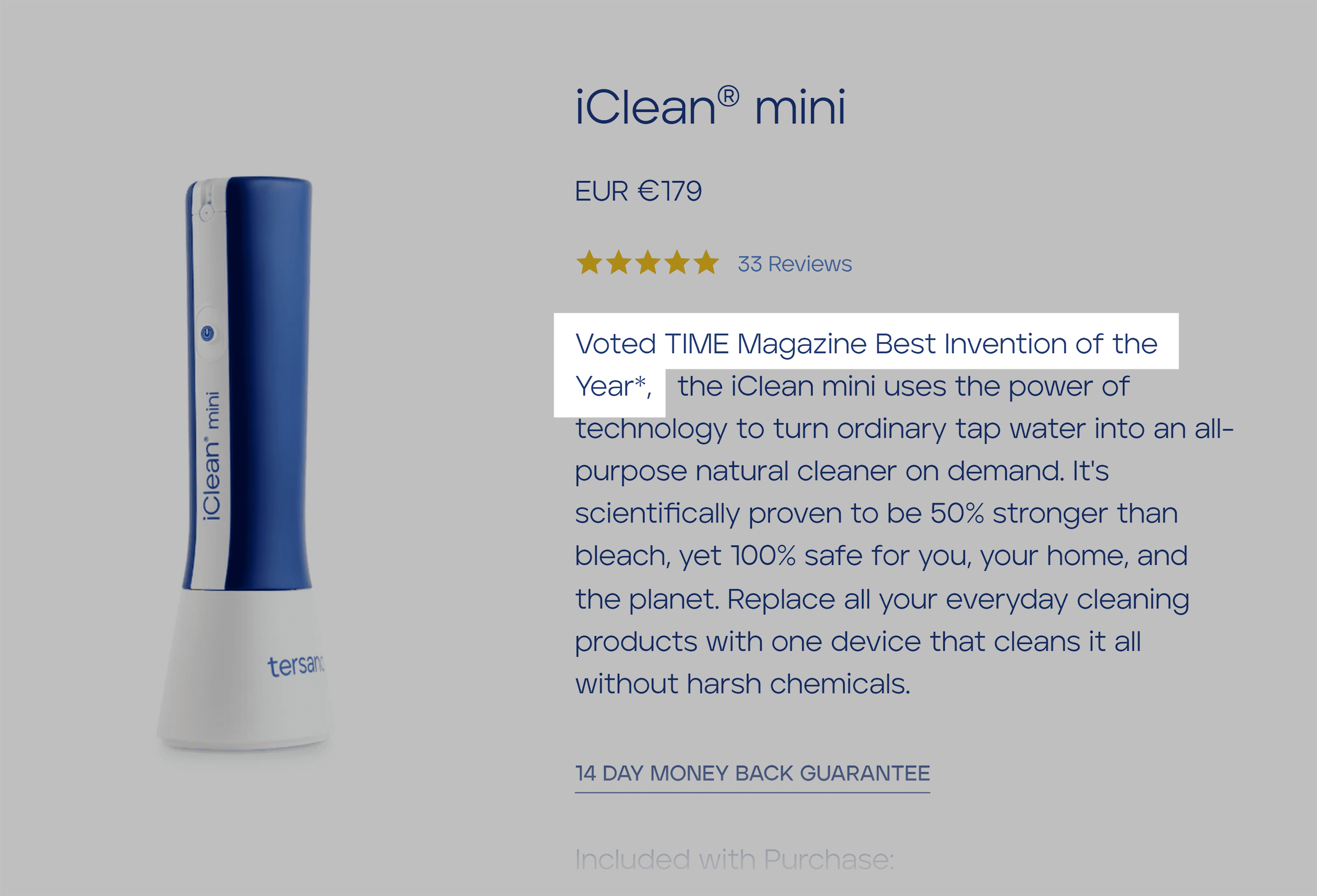Tersano – iClean mini – Product description Tersano – iClean mini – Product description