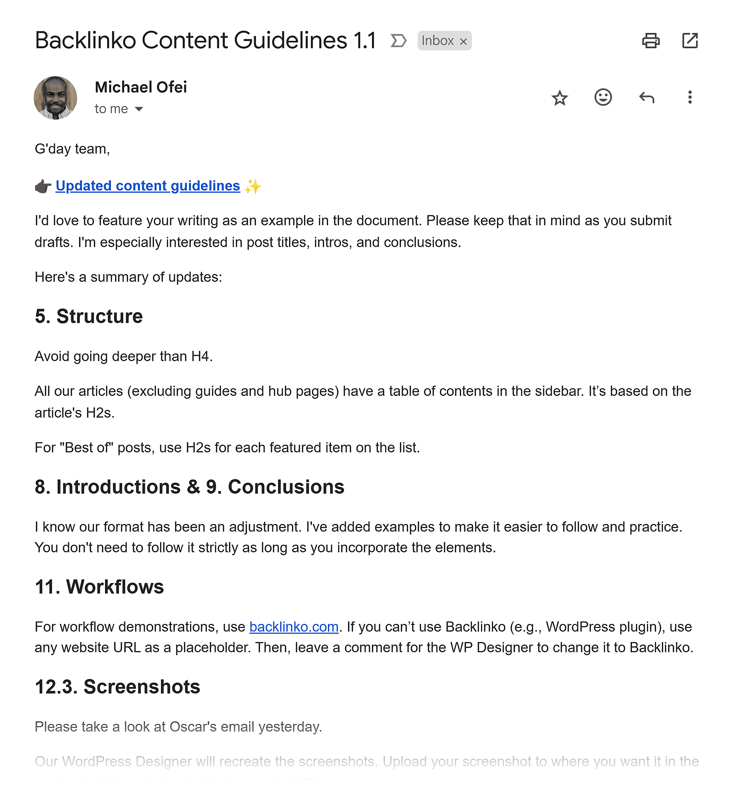 Updated guidelines email Updated guidelines email