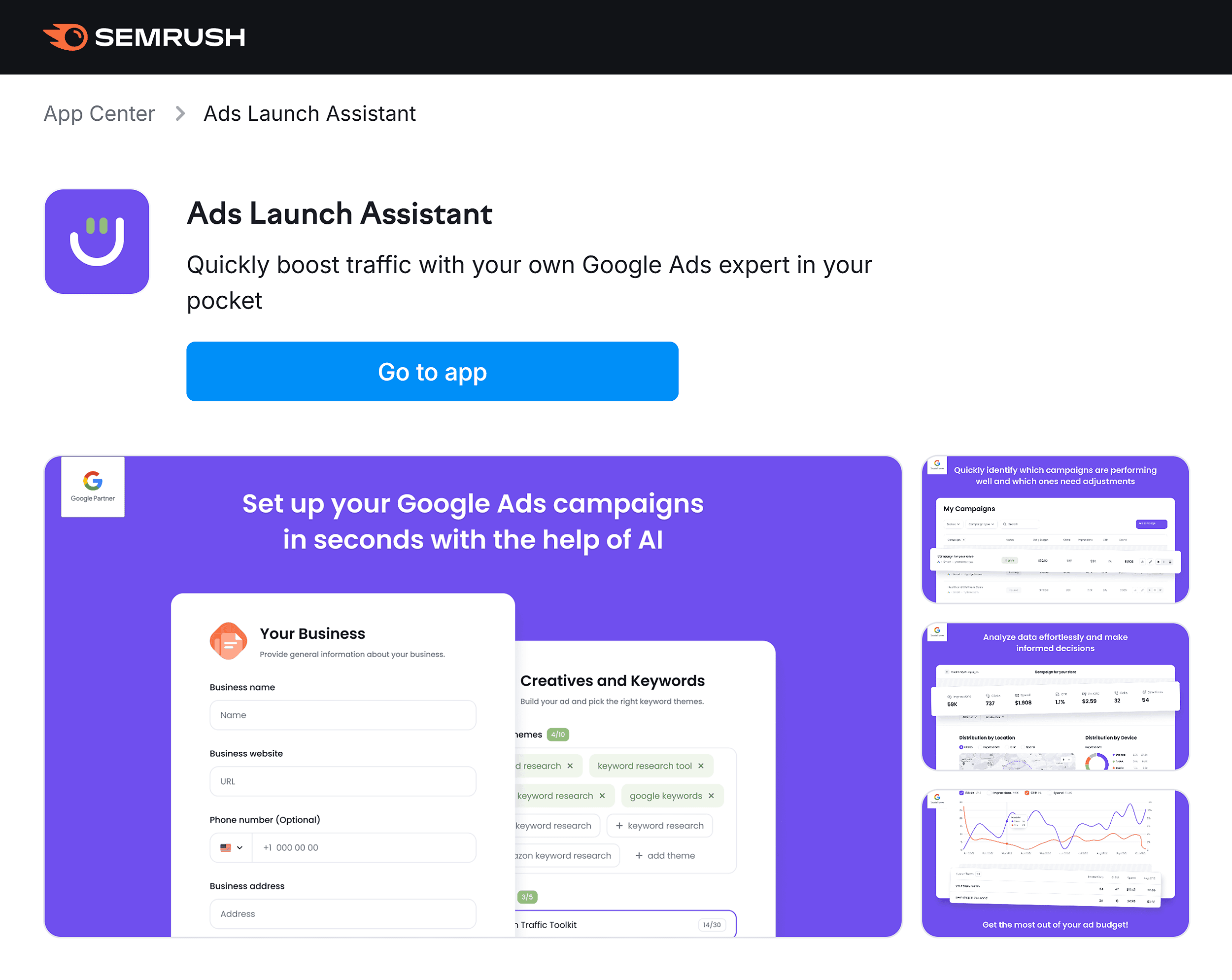 Semrush – Ads Launch Assistant Semrush – Ads Launch Assistant