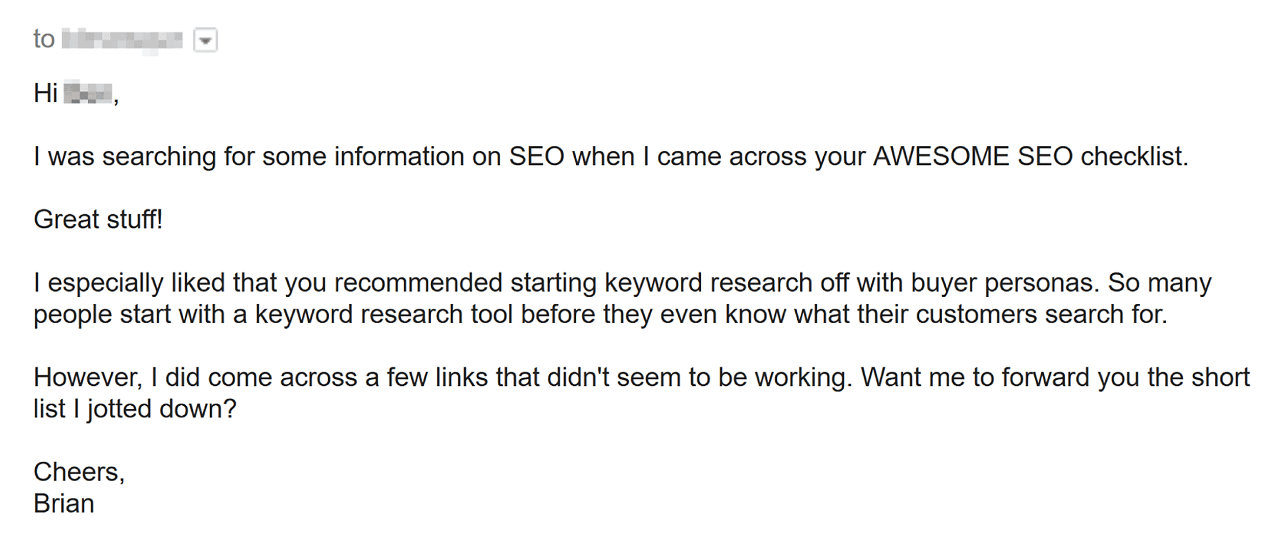 Brian’s email about broken links Brian's email about broken links