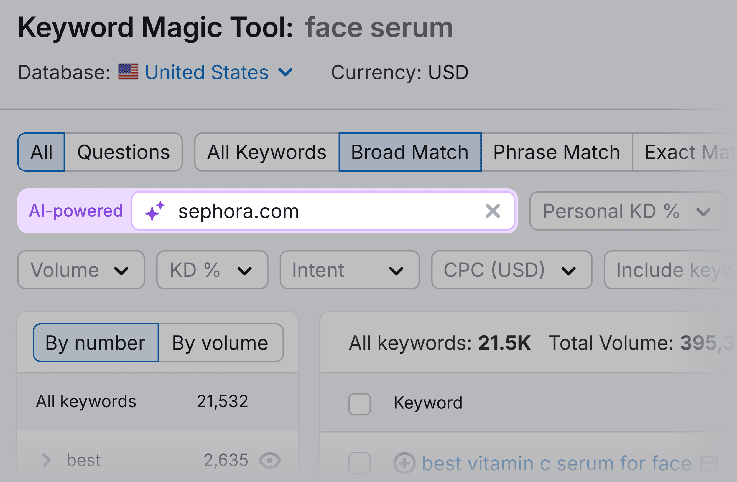 Keyword Magic Tool – face serum – AI powered – sephora.com Keyword Magic Tool – face serum – AI powered – sephora.com