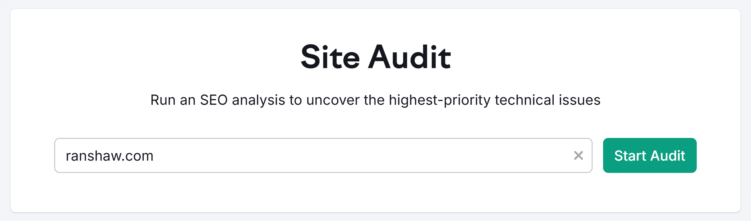 Site Audit – Ranshaw – Start Audit Site Audit – Ranshaw – Start Audit