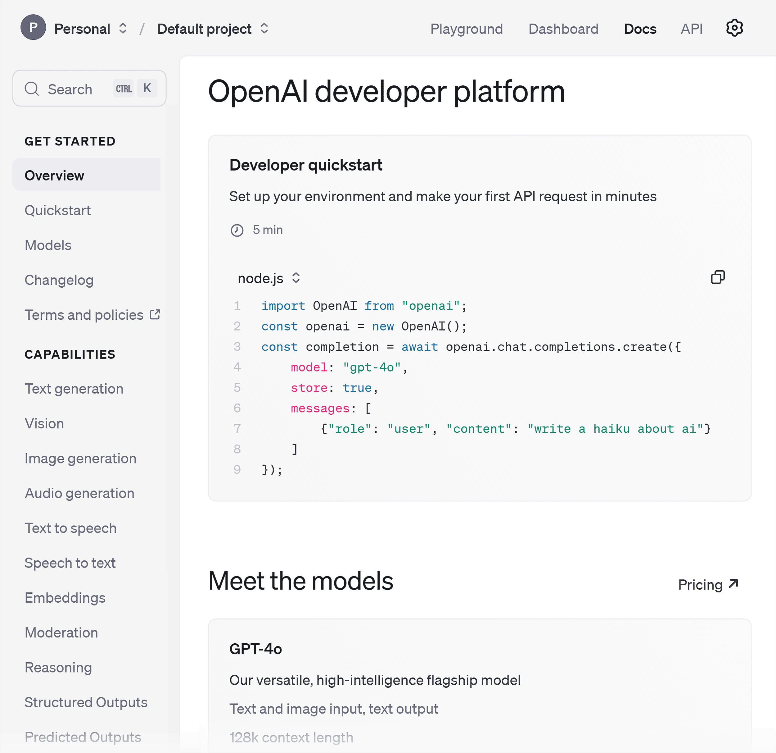 OpenAI Playground – Docs overview OpenAI Playground – Docs overview