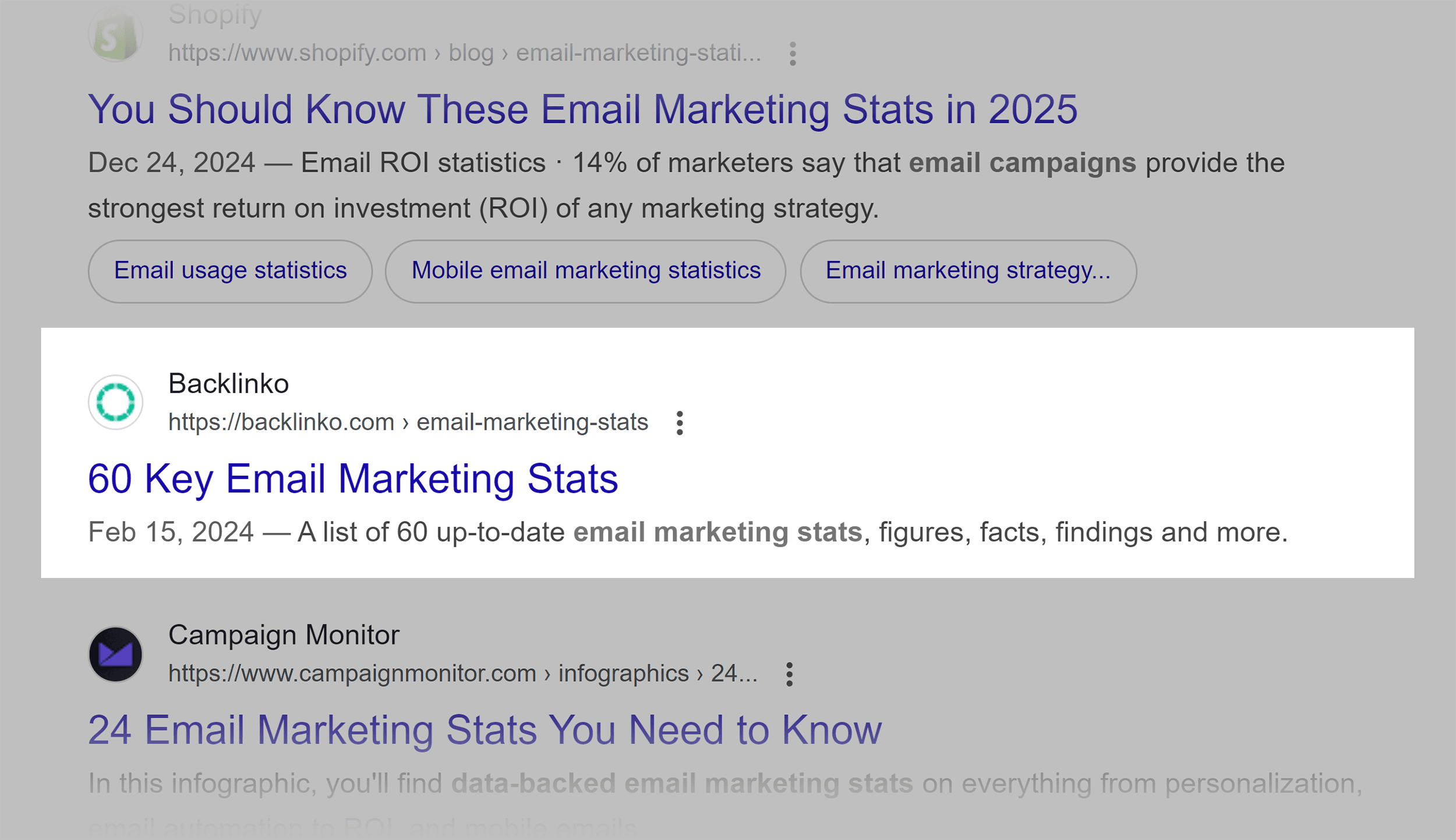 Google SERP – Email Marketing Stats Google SERP – Email Marketing Stats