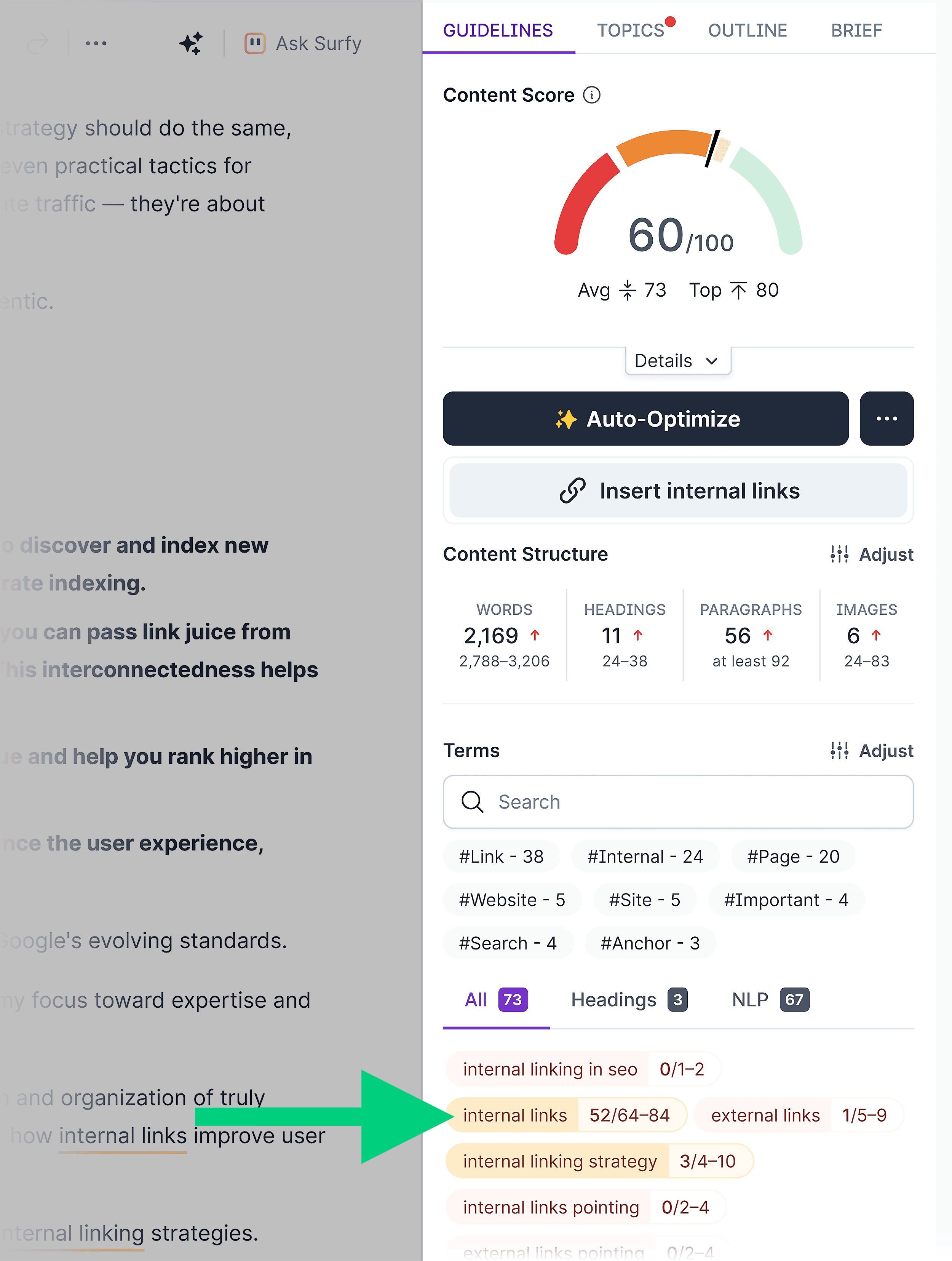 Surfer SEO – Guidelines – Internal links