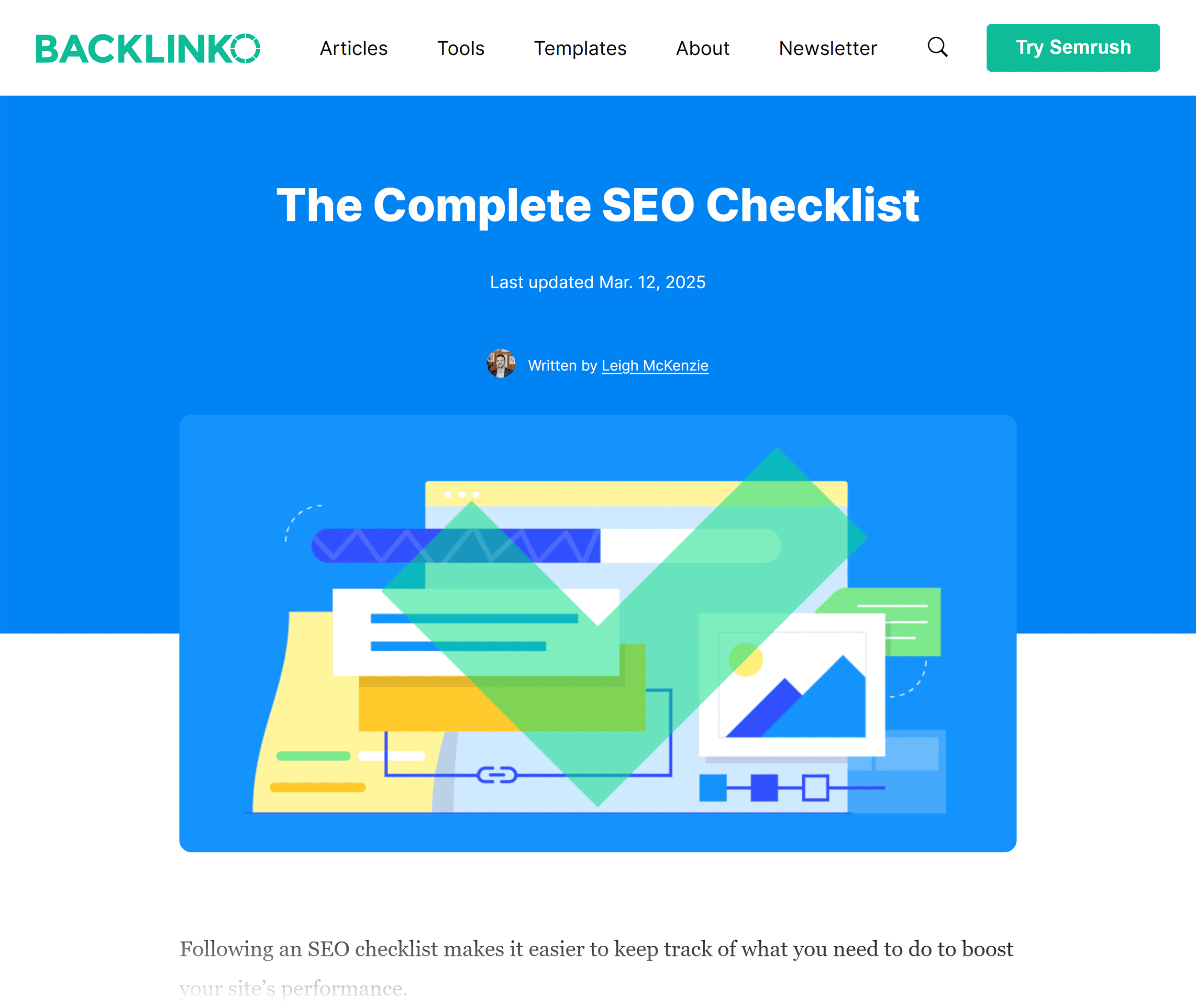 Backlinko – Complete SEO checklist Backlinko – Complete SEO checklist