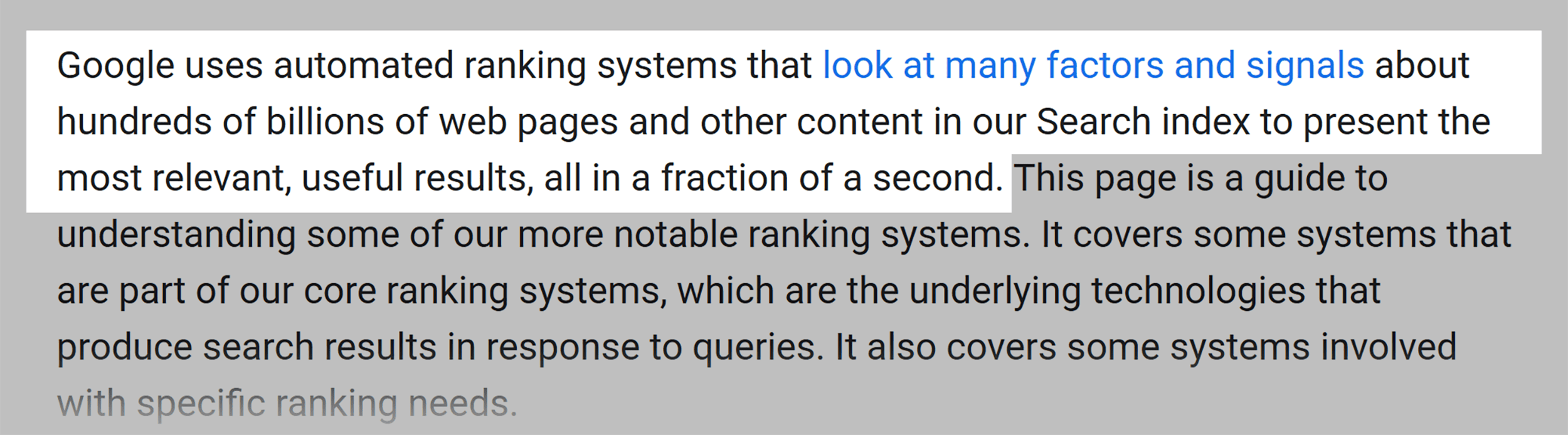 Google uses automated ranking systems Google uses automated ranking systems