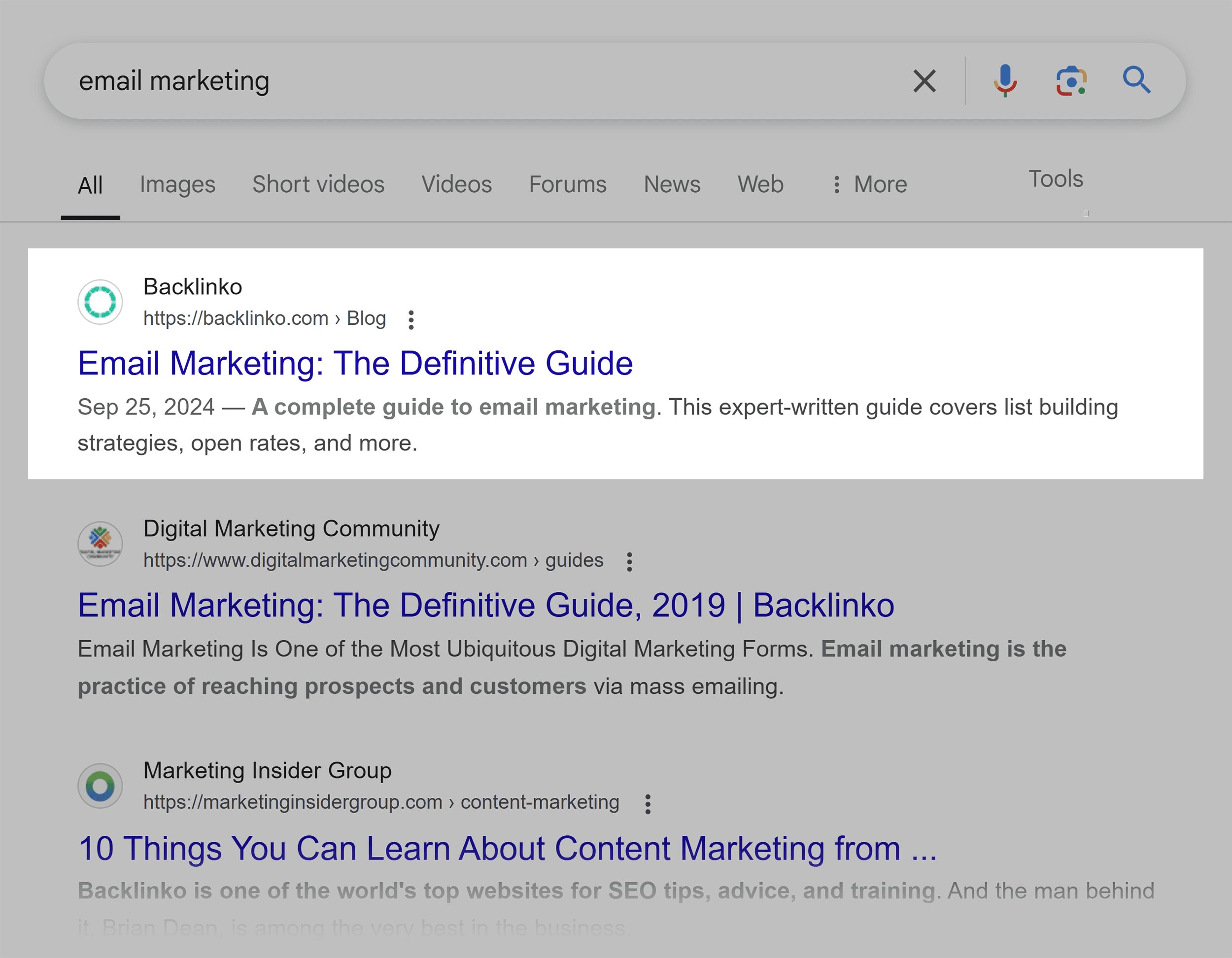 Google SERP – Backlinko Email Marketing Google SERP – Backlinko Email Marketing