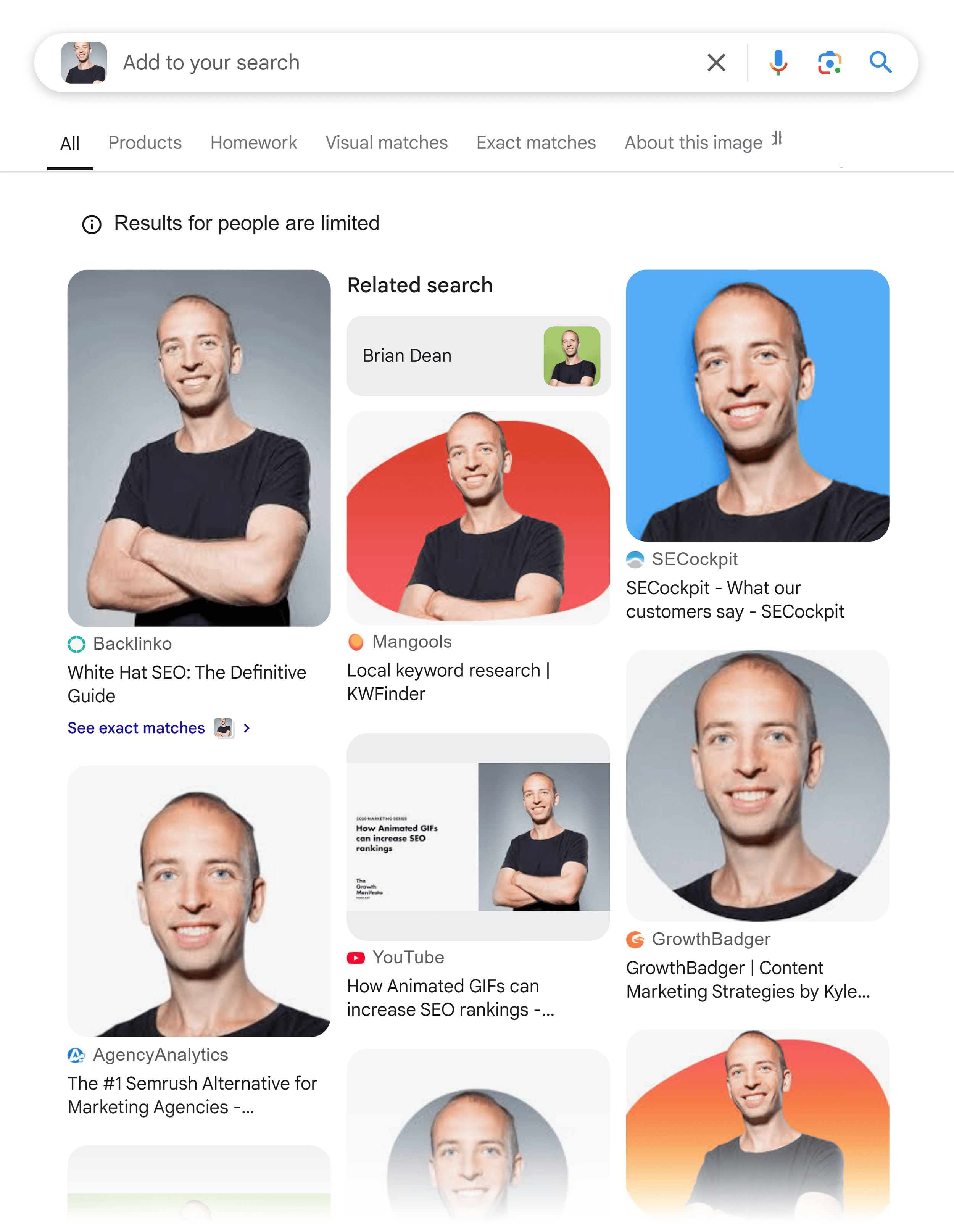 Google SERP – Brian Dean – Image Search