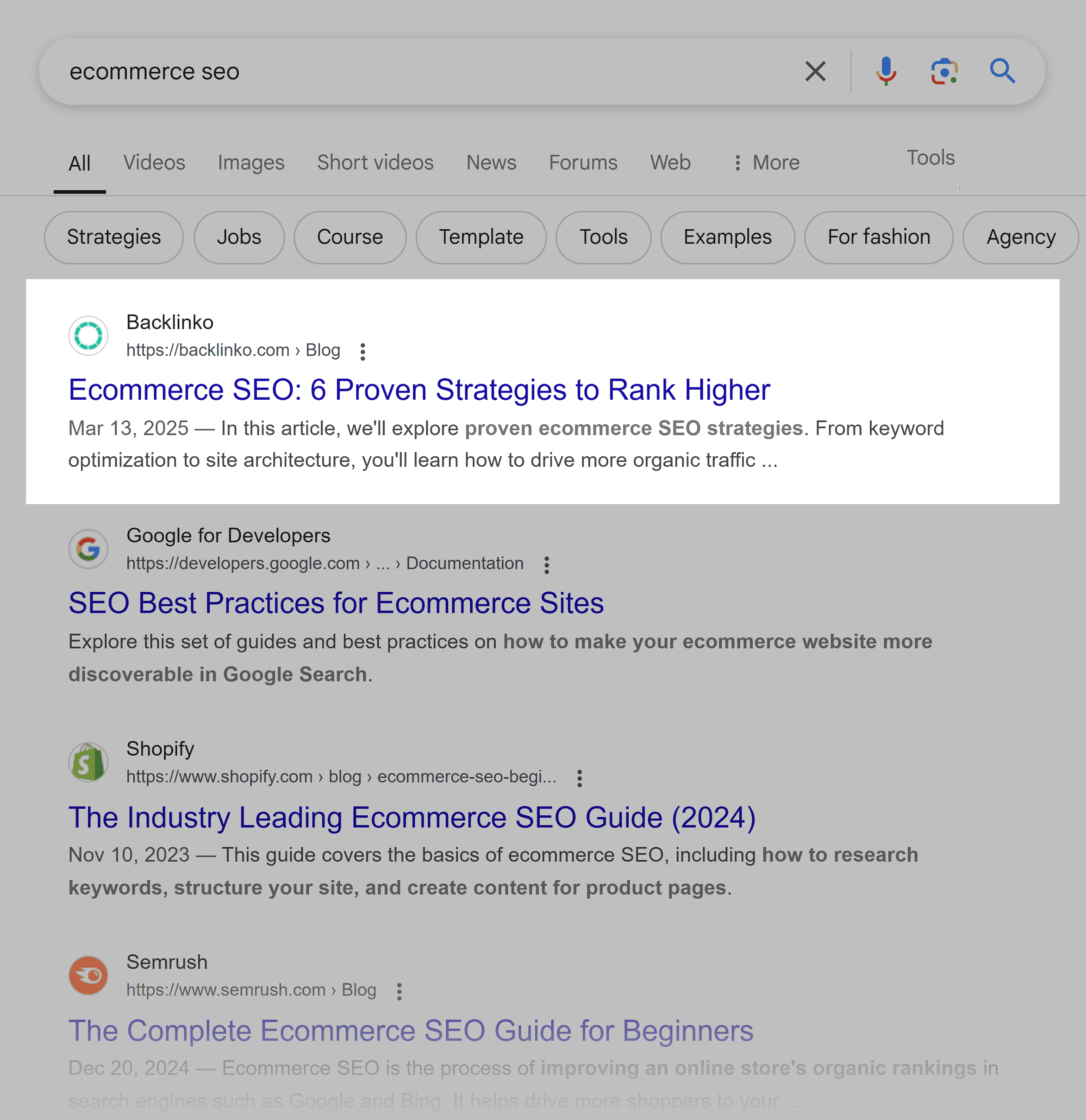 Google SERP – Ecommerce SEO Google SERP – Ecommerce SEO