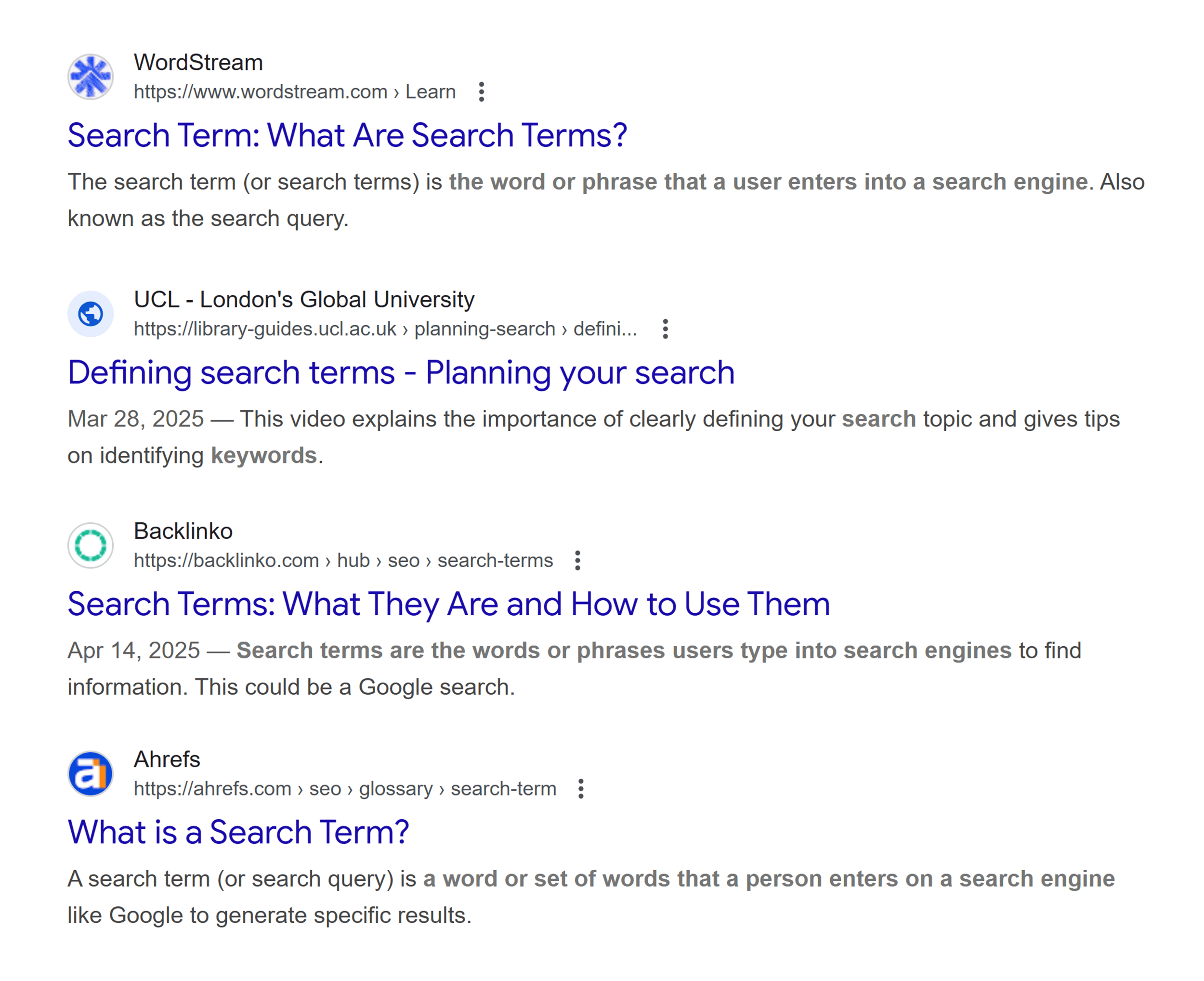 Google SERP – What are search terms